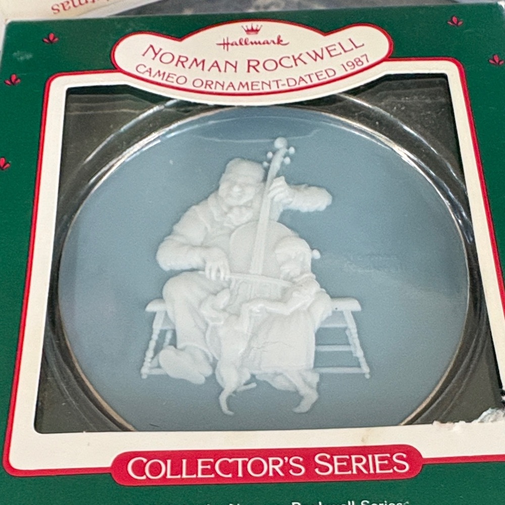 Hallmark Norman Rockwell White and Blue Cameo Ornament